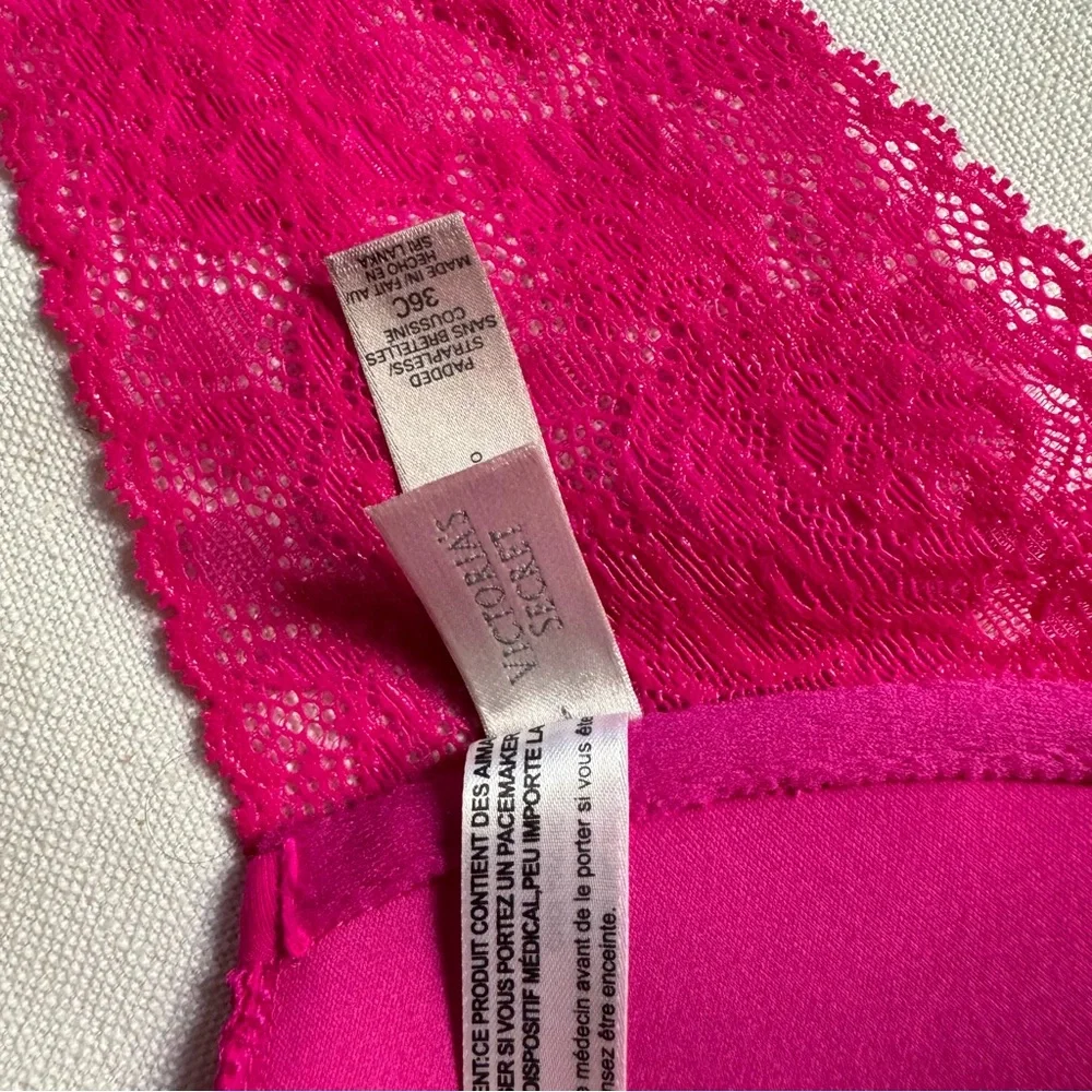 Victoria's Secret Hot Pink Push-up Strapless Bra 36 C 💖 - Picture 7 of 9